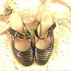 Free People Talula Black/Dove Combo Block Heels